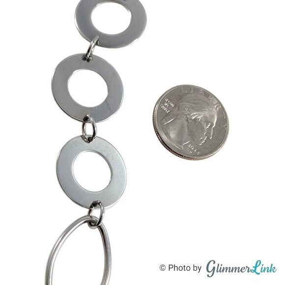 Lia Sophia Revel Silver Tone Oval & Circles Long Necklace - Picture 6 of 10